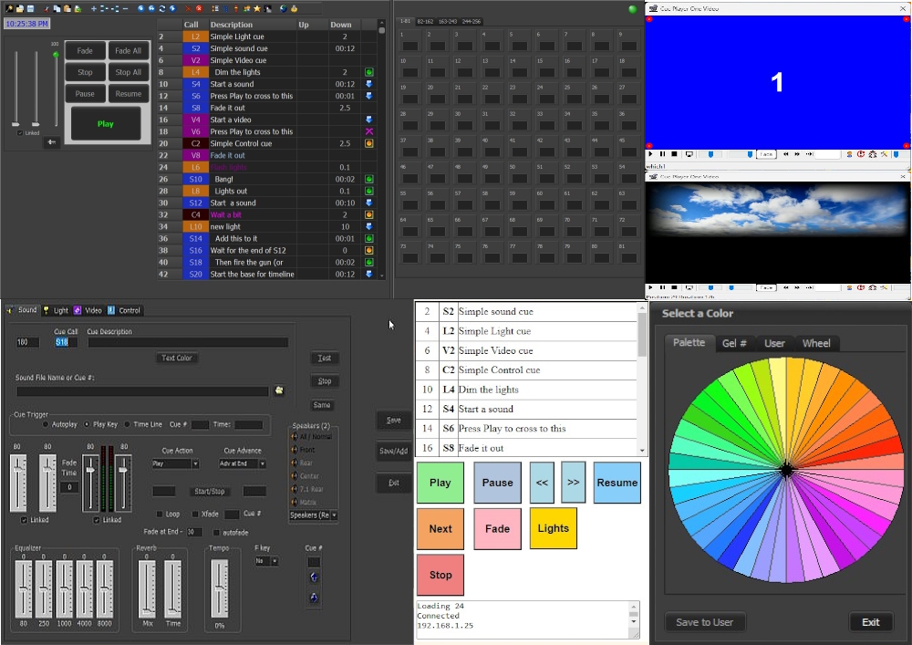 Cue Player One sound, video, and lighting control